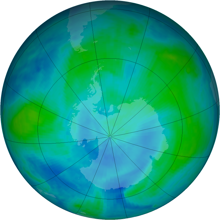 Antarctic ozone map for 18 February 1986